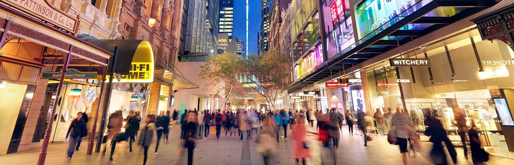Shoppers in a busy retail mall