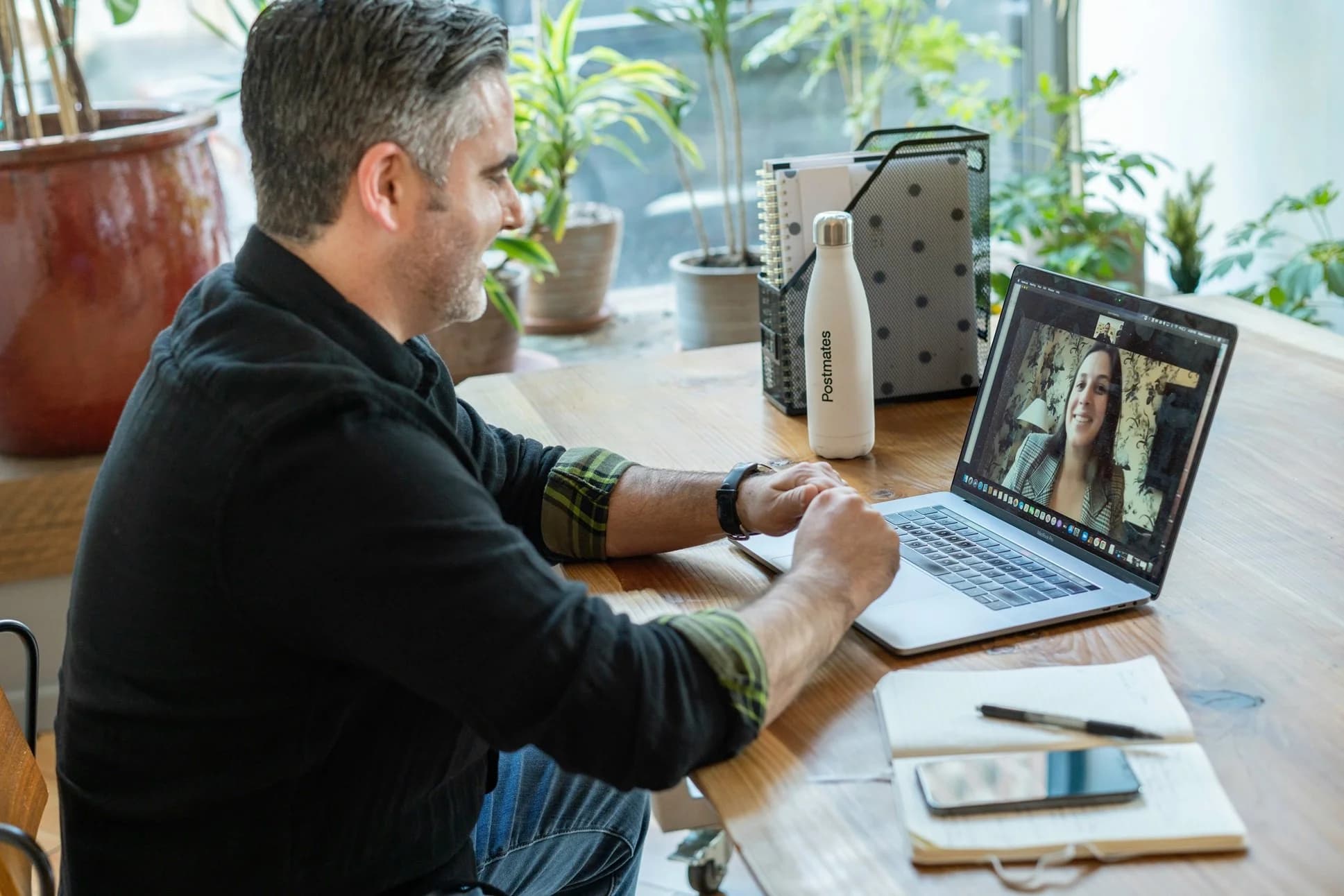 A person taking part in a remote training session over screenshare